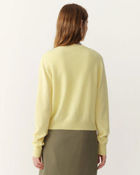 Rib-Trim Wool Crewneck Cardigan