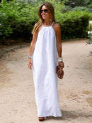 Vintage Loose Split Linen Maxi Dress