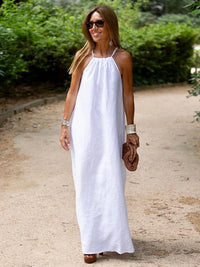 Vintage Loose Split Linen Maxi Dress