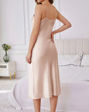 Solid V-Neck Sleeveless Mid-Length Nightgown