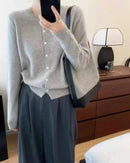 Pure Wool Round-Neck Slim Cardigan