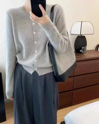 Pure Wool Round-Neck Slim Cardigan