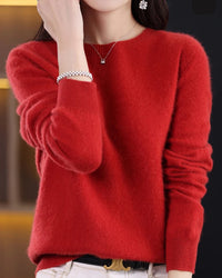 Merino Wool O-Neck Knit Sweater