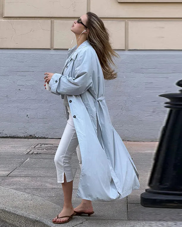 Women Stand Collar Long Trench Coat