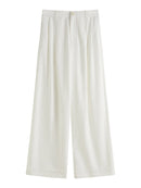 Pleated Design High Waist Wide Leg Pants