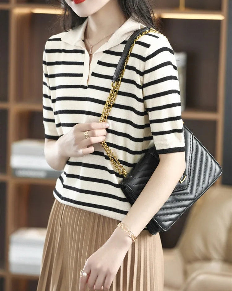 Oton Striped V-Neck Short-Sleeve T-Shirt