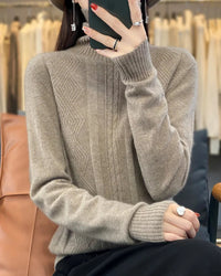 Merino Wool Turtleneck Jacquard Sweater