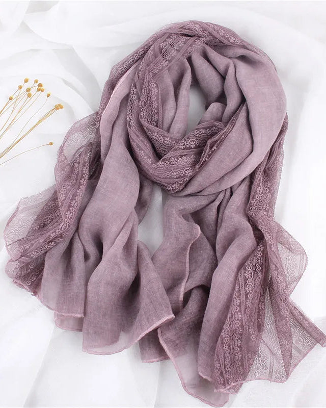 Lace Trim Long Shawl Scarf