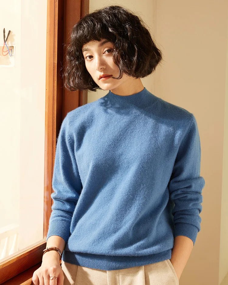 Cashmere Mock Neck Knitted Sweater