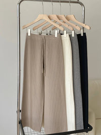 Drawstring Ribbed Knitted Wide Leg Sweatpants