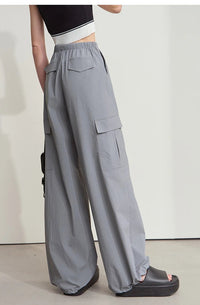 Solid Drawstring Wide-leg Pants