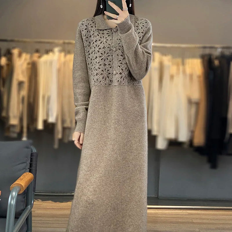 Polo Neck Cashmere Long Dress