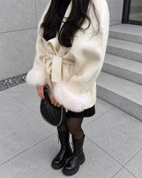 Double-Faced Wool Blend Short Coat