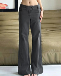 Low-Rise Wide-Leg Cotton Blend Pants
