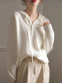 Drawing Pure Wool Knitted Hoodie