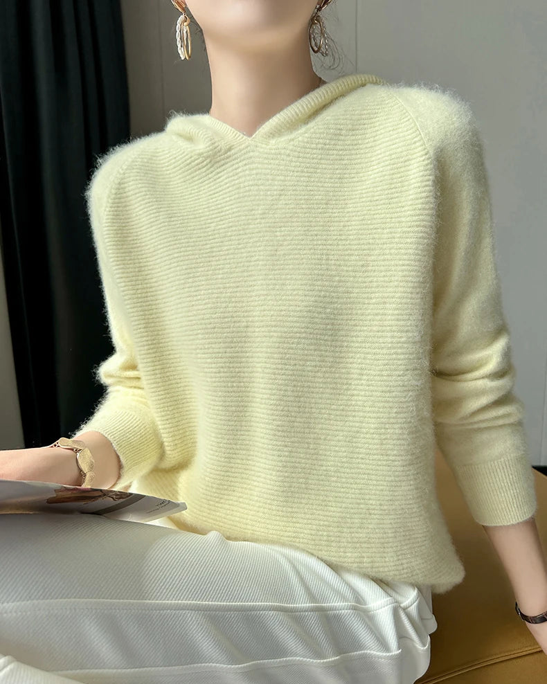 Cashmere Hooded Loose-Fit Knit Pullover