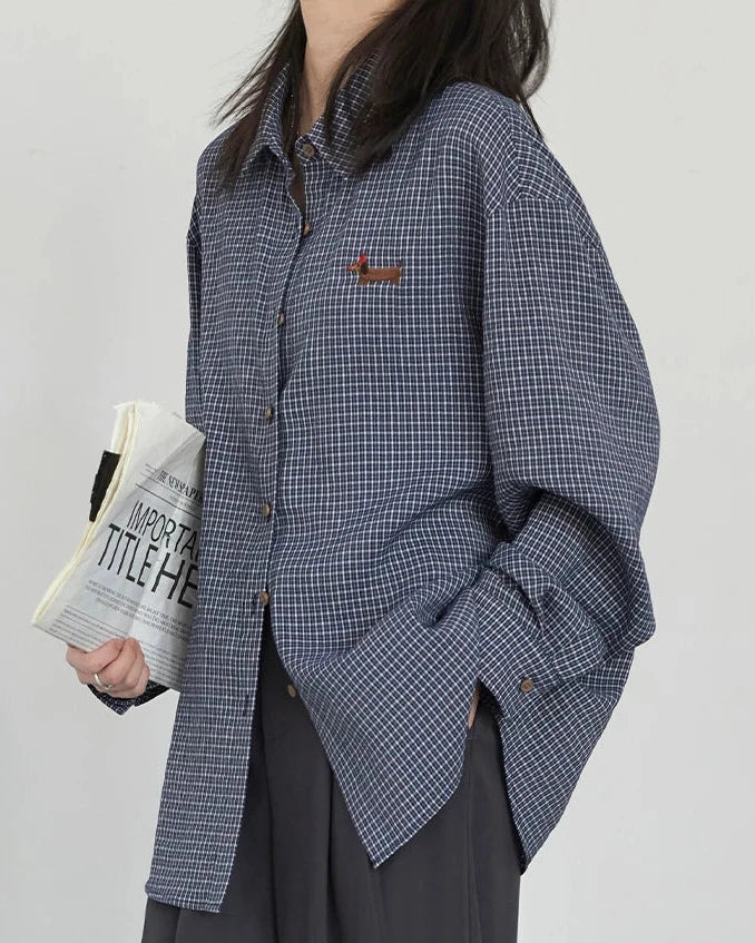 Relaxed Plaid Office Blouse
