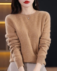 Merino Wool O-Neck Knit Sweater