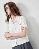 Ice Silk Cable Knit Polo Top