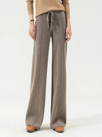 100% Merino Wool Knitted Wide-Leg Pants
