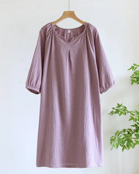 Cotton Crepe Solid Nightgown