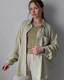 Oversized Linen-Blend Long-Sleeve Shirt
