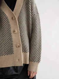 Oversized V-Neck Striped Cardigan