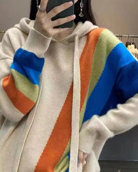 Rainbow Wool Knit Hoodie
