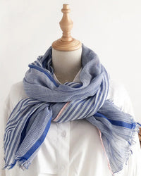 Two-Tone Linen-Look Shawl Scarf