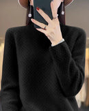 Solid Mock Neck Loose Thick Knit Pullover