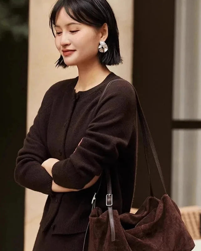 Pure Cashmere Round Neck Cardigan