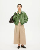 Loose-Fit Zip-Up PU Leather Short Jacket