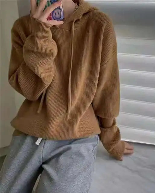 Casual Wool Knit Hoodie Sweater