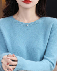 Wool Crew Neck Long-Sleeved Pullover Sweater