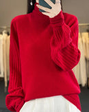 Wool Half-High Collar Lantern Sleeve Knit Pullover
