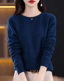 Merino Wool O-Neck Knit Sweater