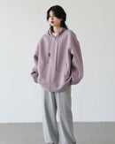 Long Zip-Up Cotton Blend Hoodie
