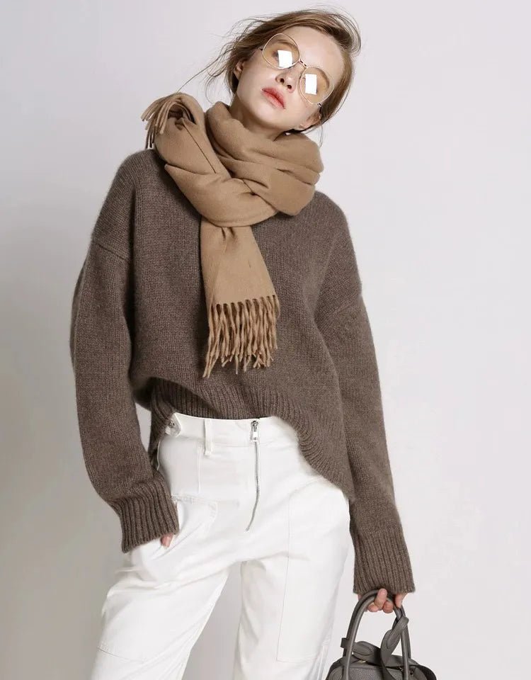 Wool Round Neck Cropped Sweater