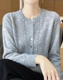 Merino Wool Button-Front Cardigan