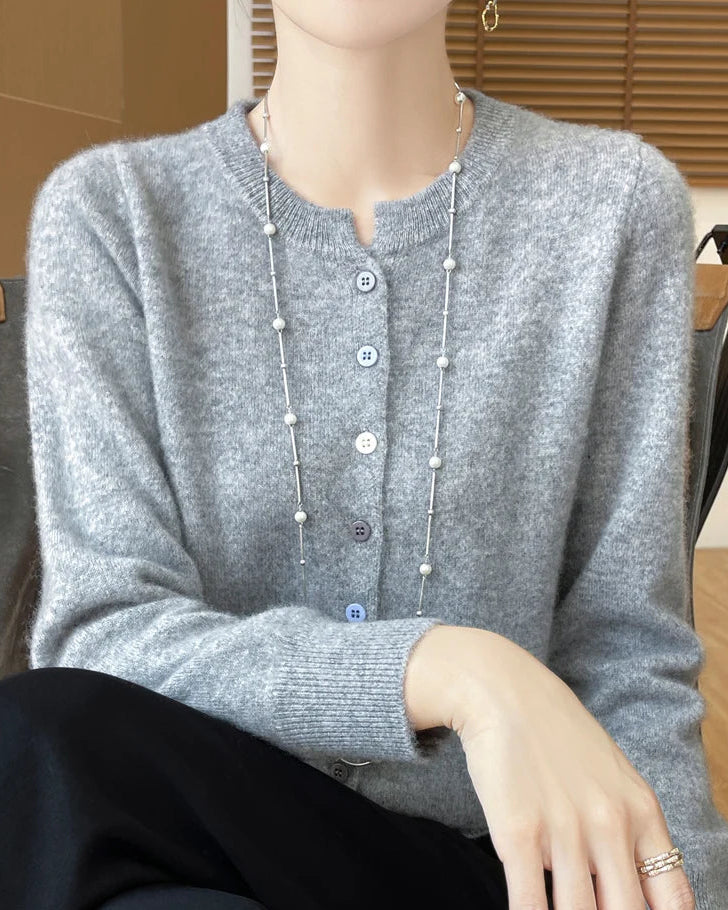 Merino Wool Button-Front Cardigan