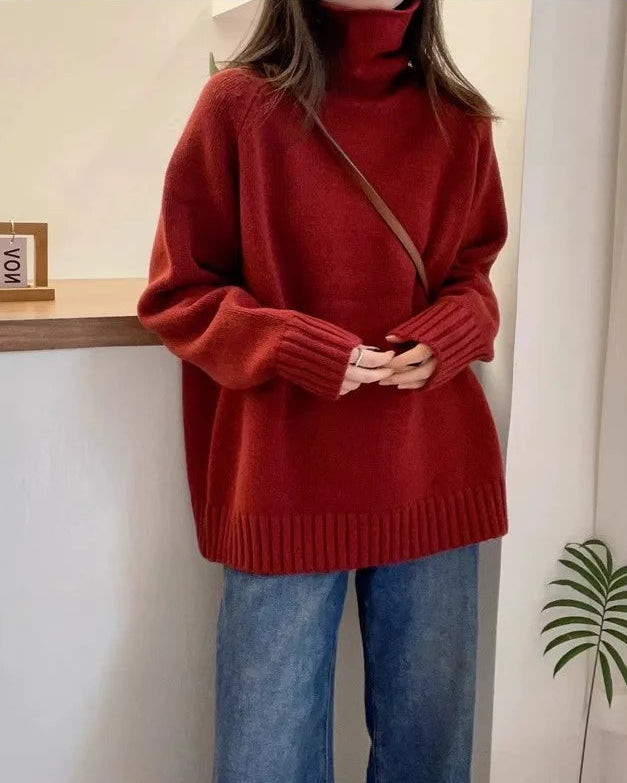 Refined Raglan Turtleneck Knit Sweater