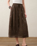 Embroidered Tulip Midi Skirt