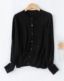 Loose-Fitting Crew Neck Single-Breasted Cardigan