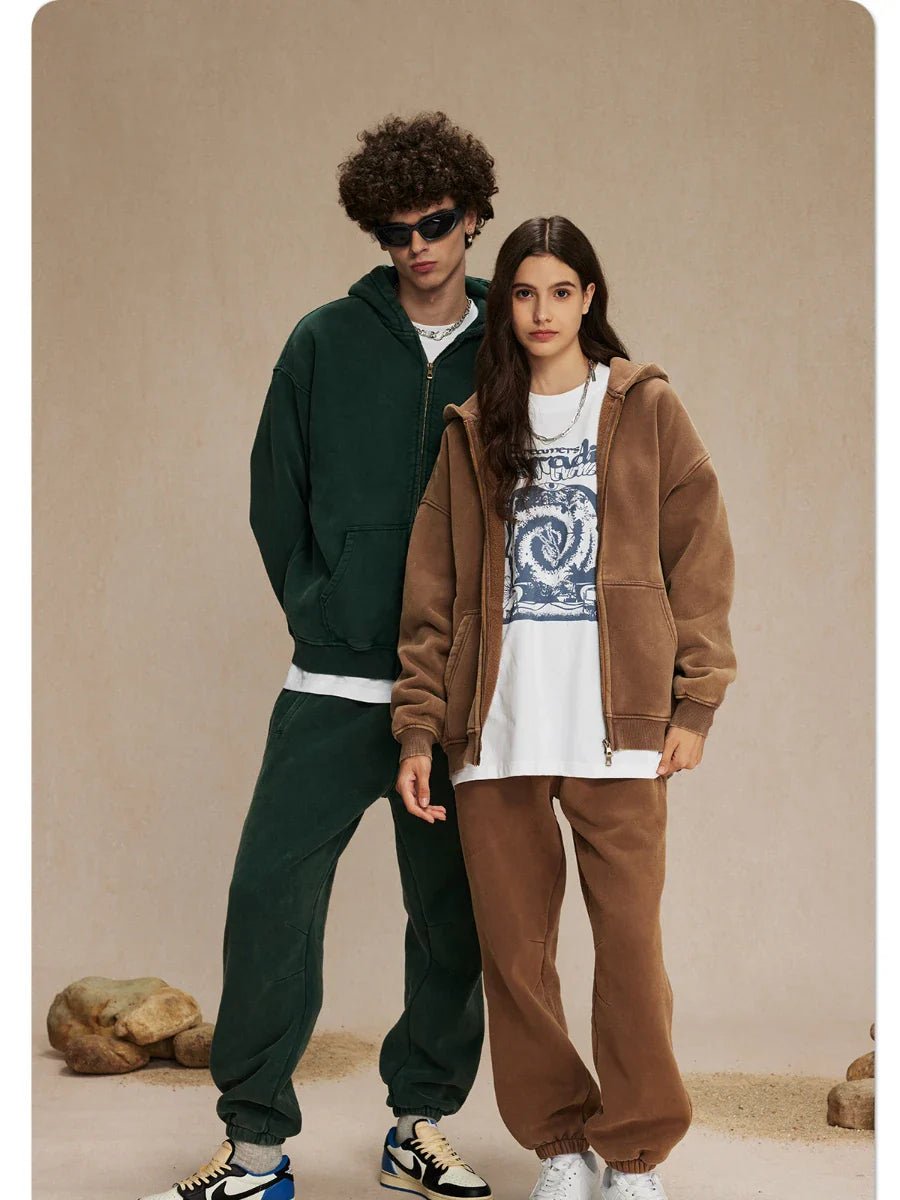 Retro Zipped Loose Hoodie