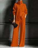 Turtleneck Pullover & Wide-Leg Trouser 2-Piece Set
