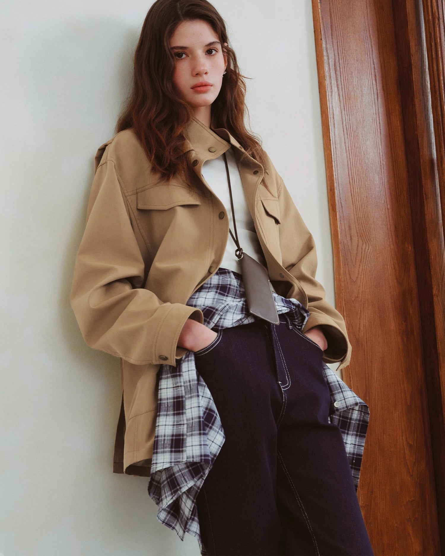 Cotton Lyocell Solid Turtleneck Loose Long Knit Coat