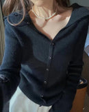 Cashmere Lapel Short Cardigan