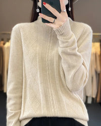 Merino Wool Turtleneck Jacquard Sweater