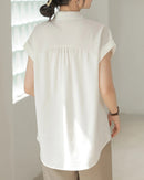 Ruffle-Sleeve Single-Breasted Shirt
