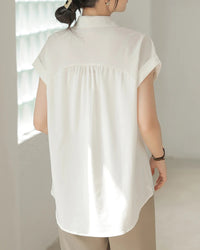 Ruffle-Sleeve Single-Breasted Shirt